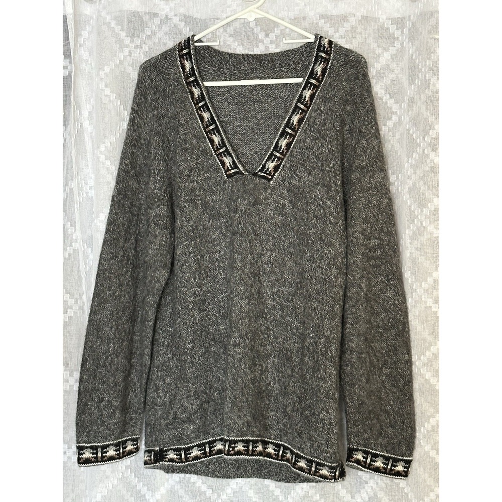 Vintage Alpaca Wool‎ Blend Sweater Fair Isle Boho Knit Pullover Winter